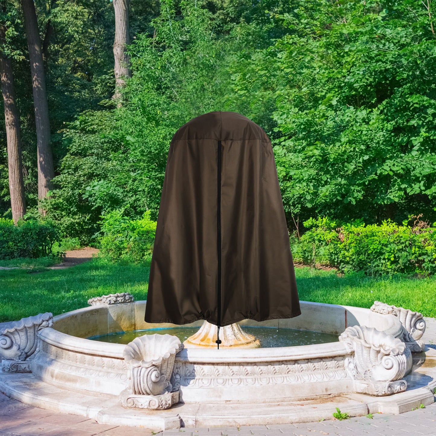 Garden Fountain Statue Protective Cover Silver Coated Oxford Cloth Waterproof Windproof Fountain Protector V1294-YM220928YA04-1-0421