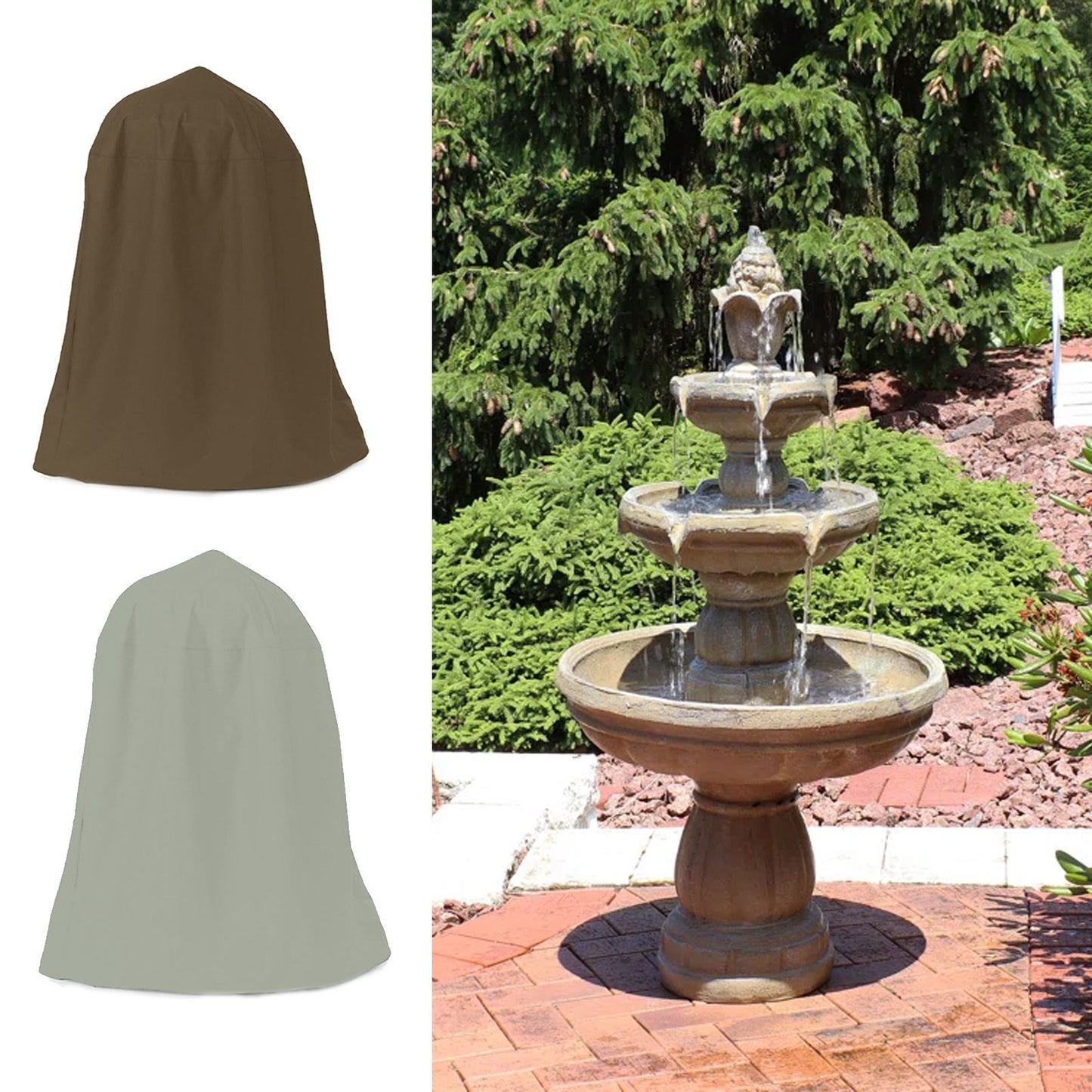 Garden Fountain Statue Protective Cover Silver Coated Oxford Cloth Waterproof Windproof Fountain Protector V1294-YM220928YA04-2-0421