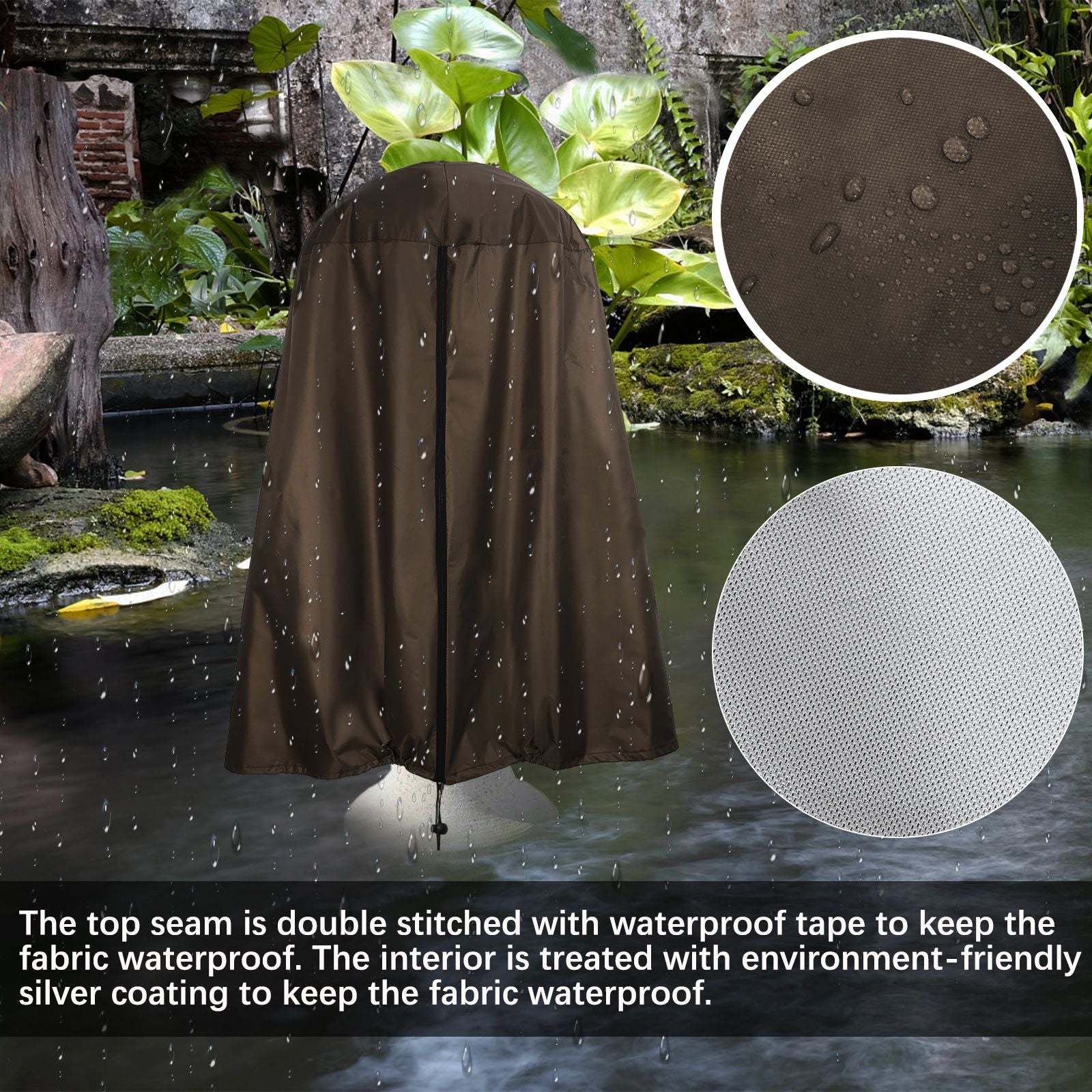 Garden Fountain Statue Protective Cover Silver Coated Oxford Cloth Waterproof Windproof Fountain Protector V1294-YM220928YA04-3-0421