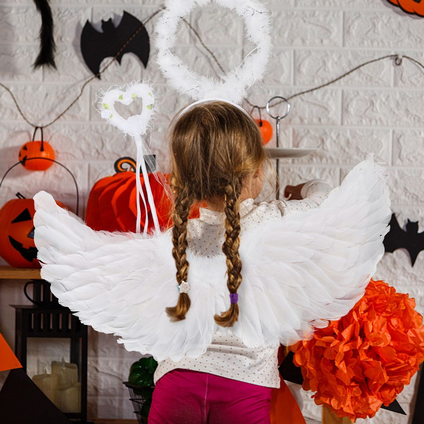 Glowing Angel Wings with LED String Lights Halloween Party Cosplay Costume Accessories Props V1294-YM221001YF64-5-0421