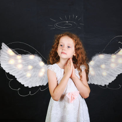 Glowing Angel Wings with LED String Lights Halloween Party Cosplay Costume Accessories Props V1294-YM221001YF64-5-0421