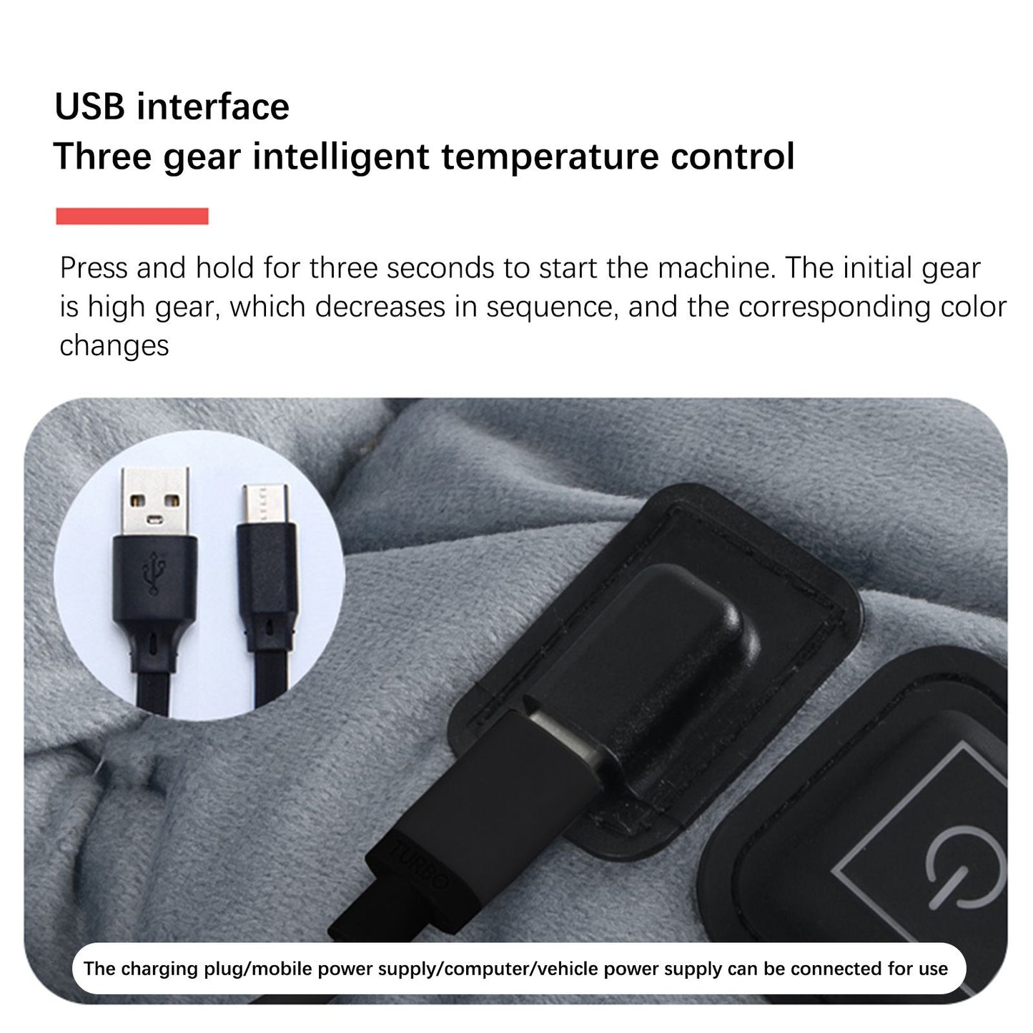 Heating Cushion Winter Car Warm Plug Heating Pad USB Three Temperature Control Chair Pad V1294-YM221008DJ02-1-0421