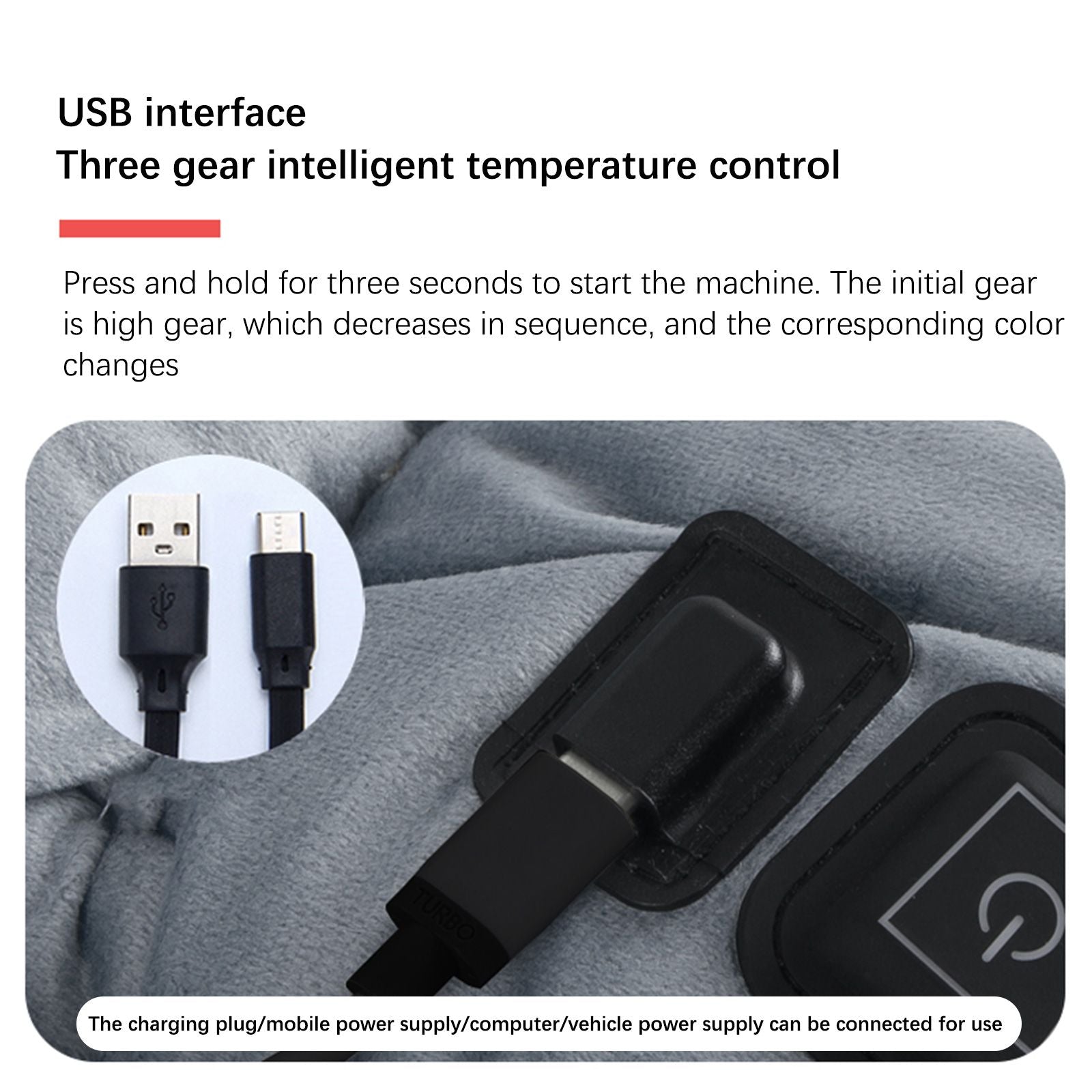 Heating Cushion Winter Car Warm Plug Heating Pad USB Three Temperature Control Chair Pad V1294-YM221008DJ02-1-0421