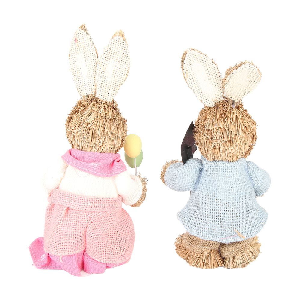 2PCS Easter Bunny Ornament Cute Rustic Simulation Rabbit Doll Home Party Supplies 23cm V1294-YM221012FB03-0421