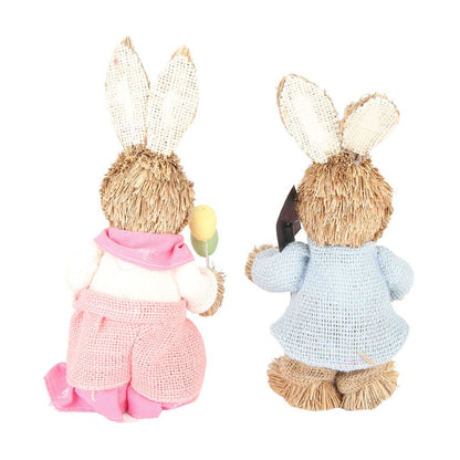 2PCS Easter Bunny Ornament Cute Rustic Simulation Rabbit Doll Home Party Supplies 23cm V1294-YM221012FB03-0421