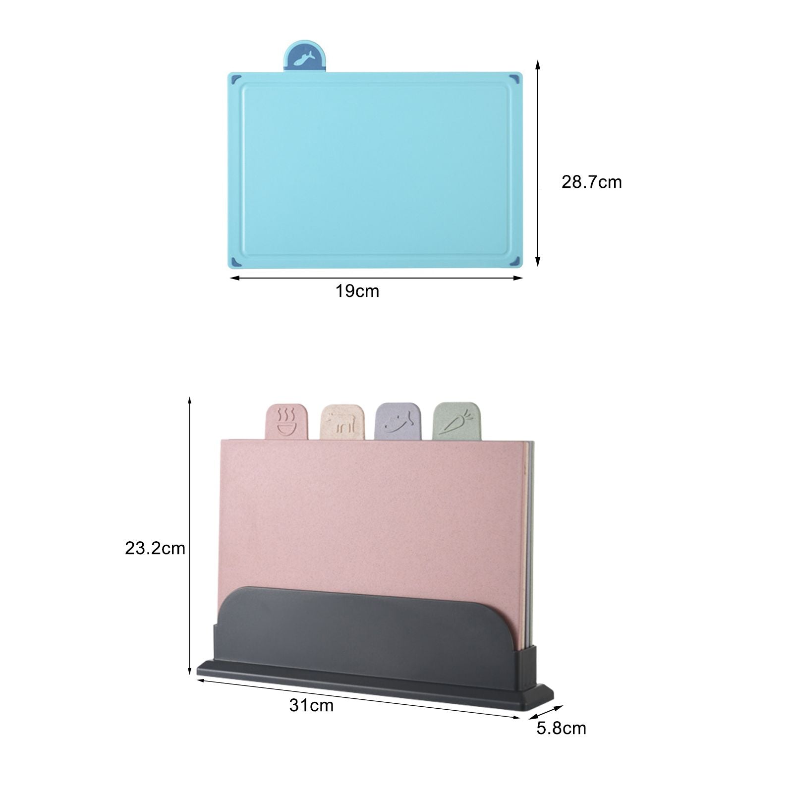 4 Pcs Creative Complementary Food Special Wheat Straw Cutting Board PP Plastic Cutting Board Cutting Board V1294-YM221013FB03-2-0421
