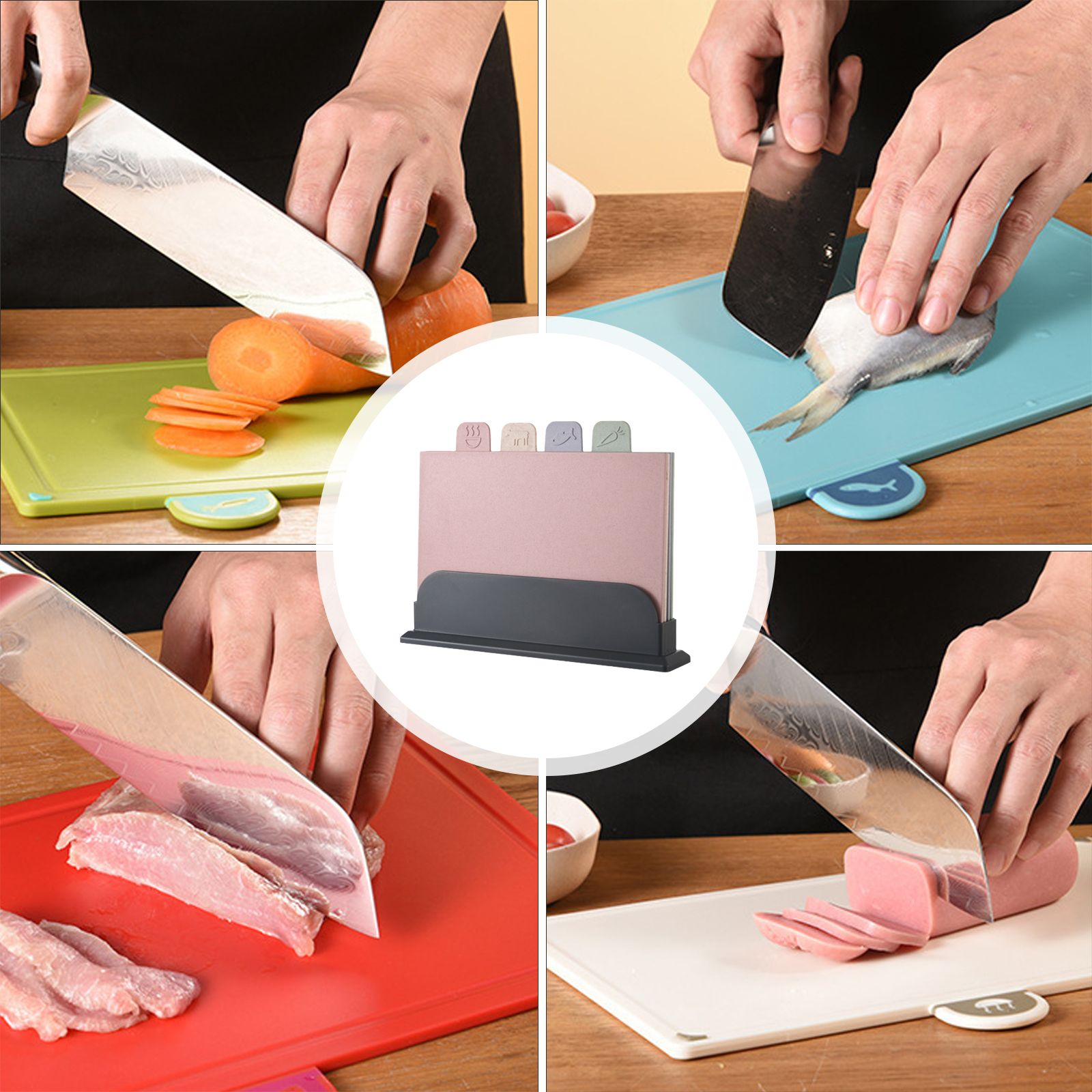 4 Pcs Creative Complementary Food Special Wheat Straw Cutting Board PP Plastic Cutting Board Cutting Board V1294-YM221013FB03-2-0421