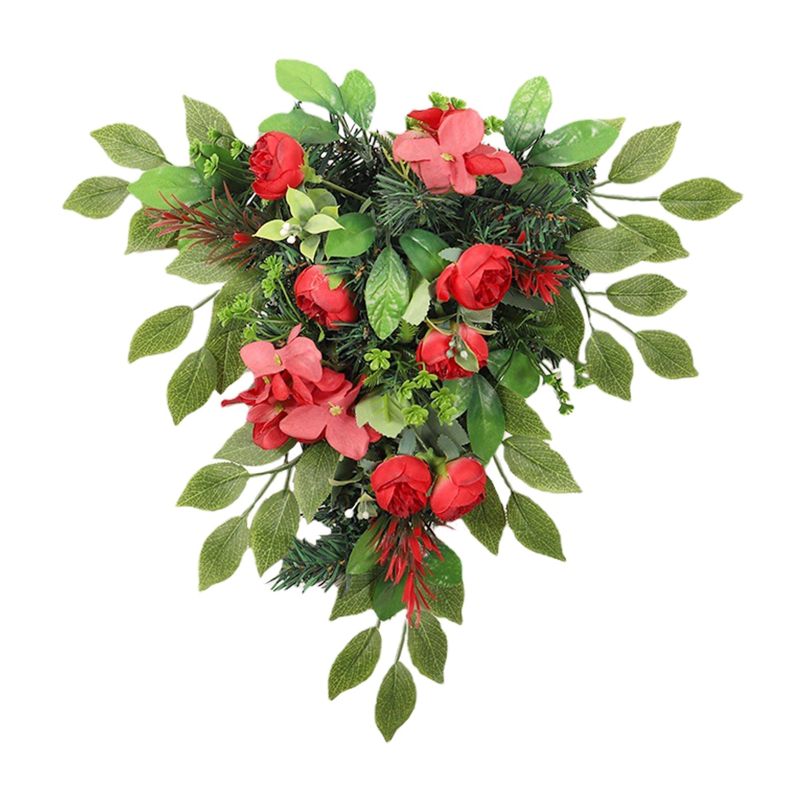 Red Tea Bud Hydrangea Upside down Tree PVC Green Plant Door Hanging Home Decoration V1294-YM221013YA04-0421