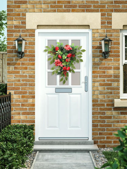 Red Tea Bud Hydrangea Upside down Tree PVC Green Plant Door Hanging Home Decoration V1294-YM221013YA04-0421