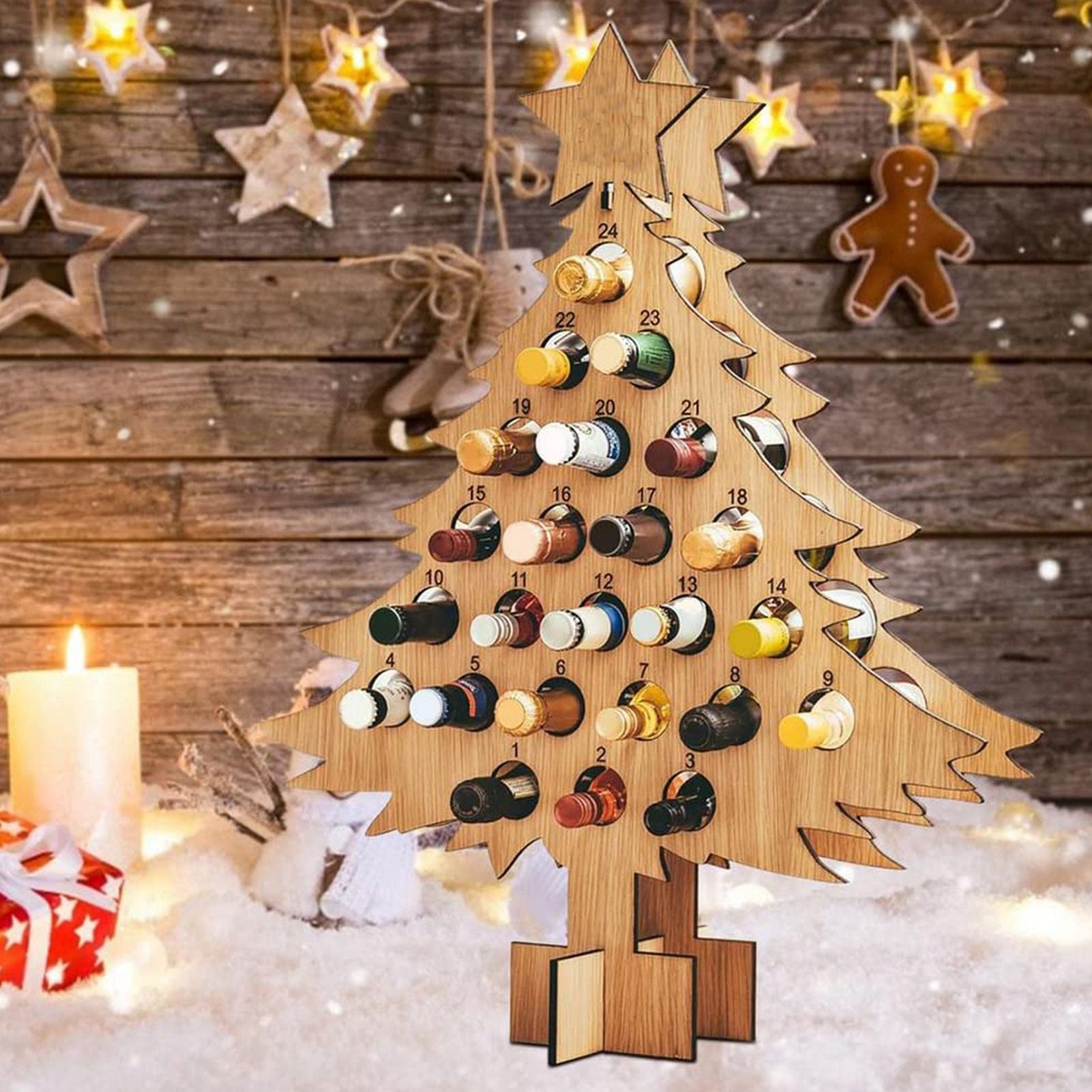 Adult Christmas Tree Countdown Decorations Christmas Wine Rack Wine Holder Decor V1294-YM221018GW01-4-0421