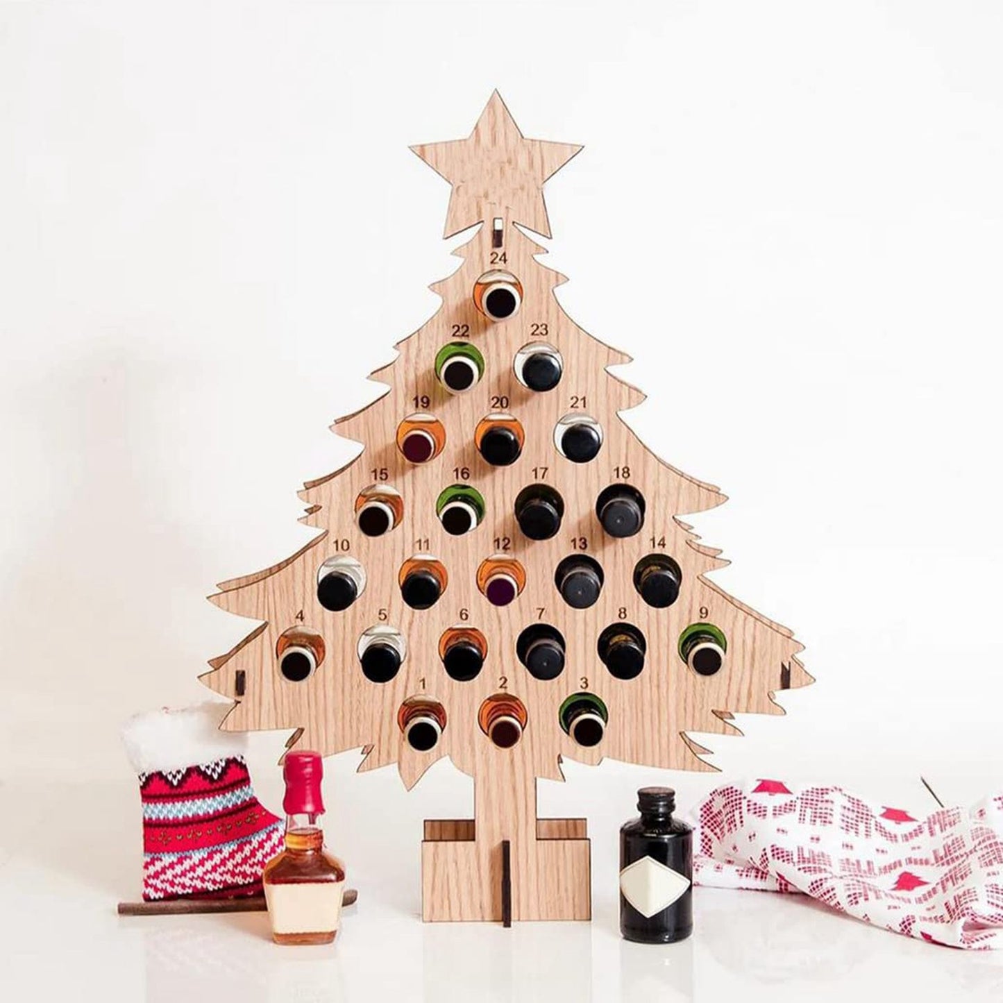 Adult Christmas Tree Countdown Decorations Christmas Wine Rack Wine Holder Decor V1294-YM221018GW01-4-0421