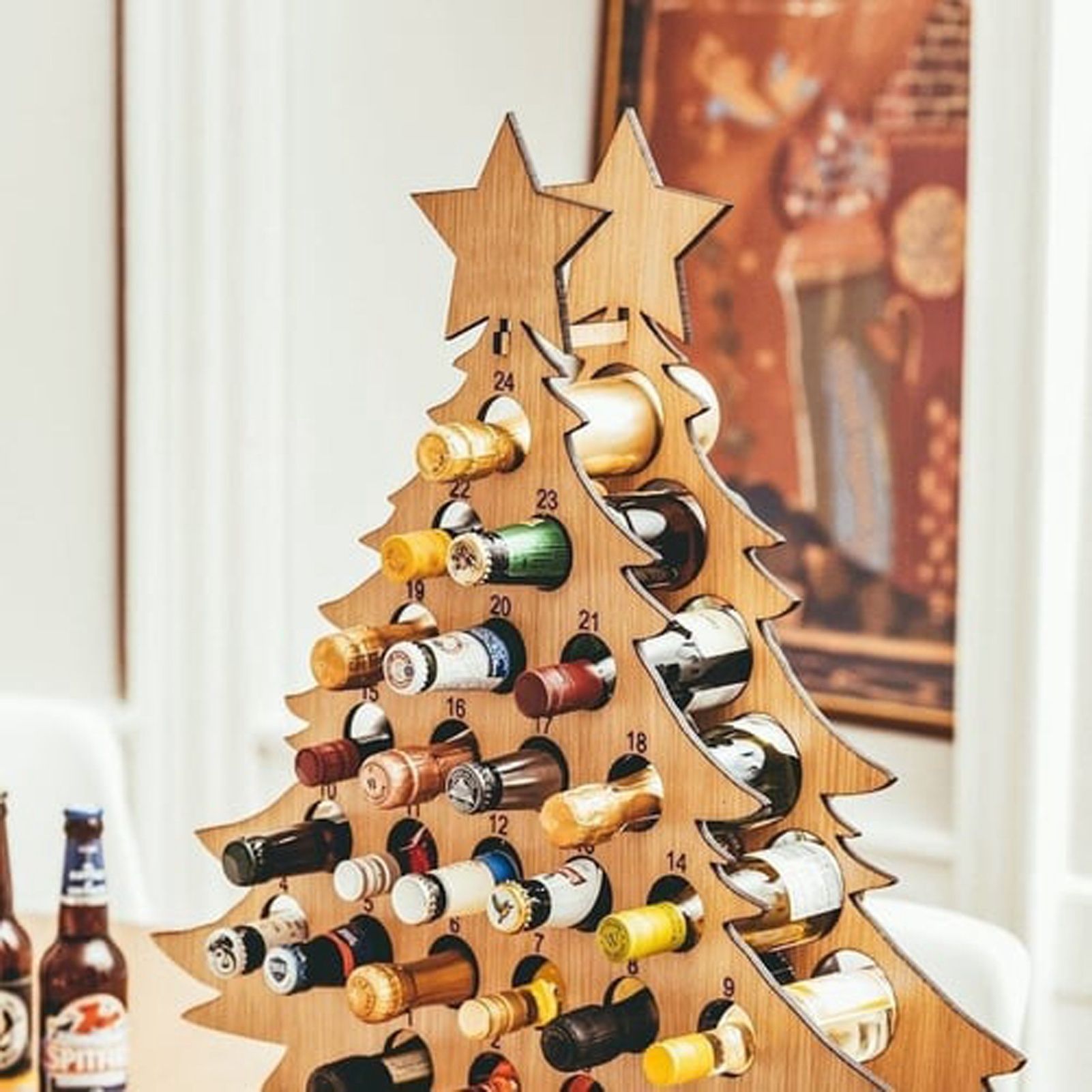 Adult Christmas Tree Countdown Decorations Christmas Wine Rack Wine Holder Decor V1294-YM221018GW01-4-0421