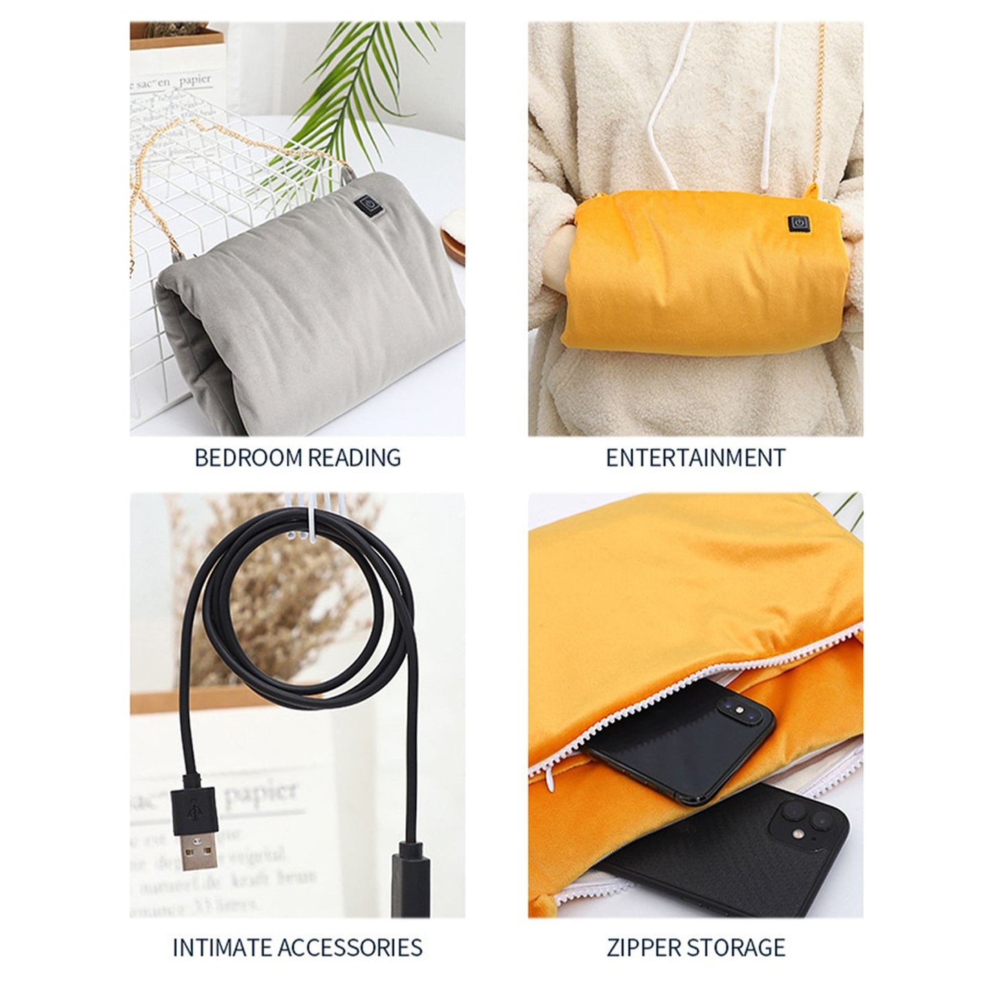USB Charging Hand Warmer Three Temperature Control Electric Blanket Portable Heating Cushion Hand Warmer V1294-YM221020YA01-4-0421