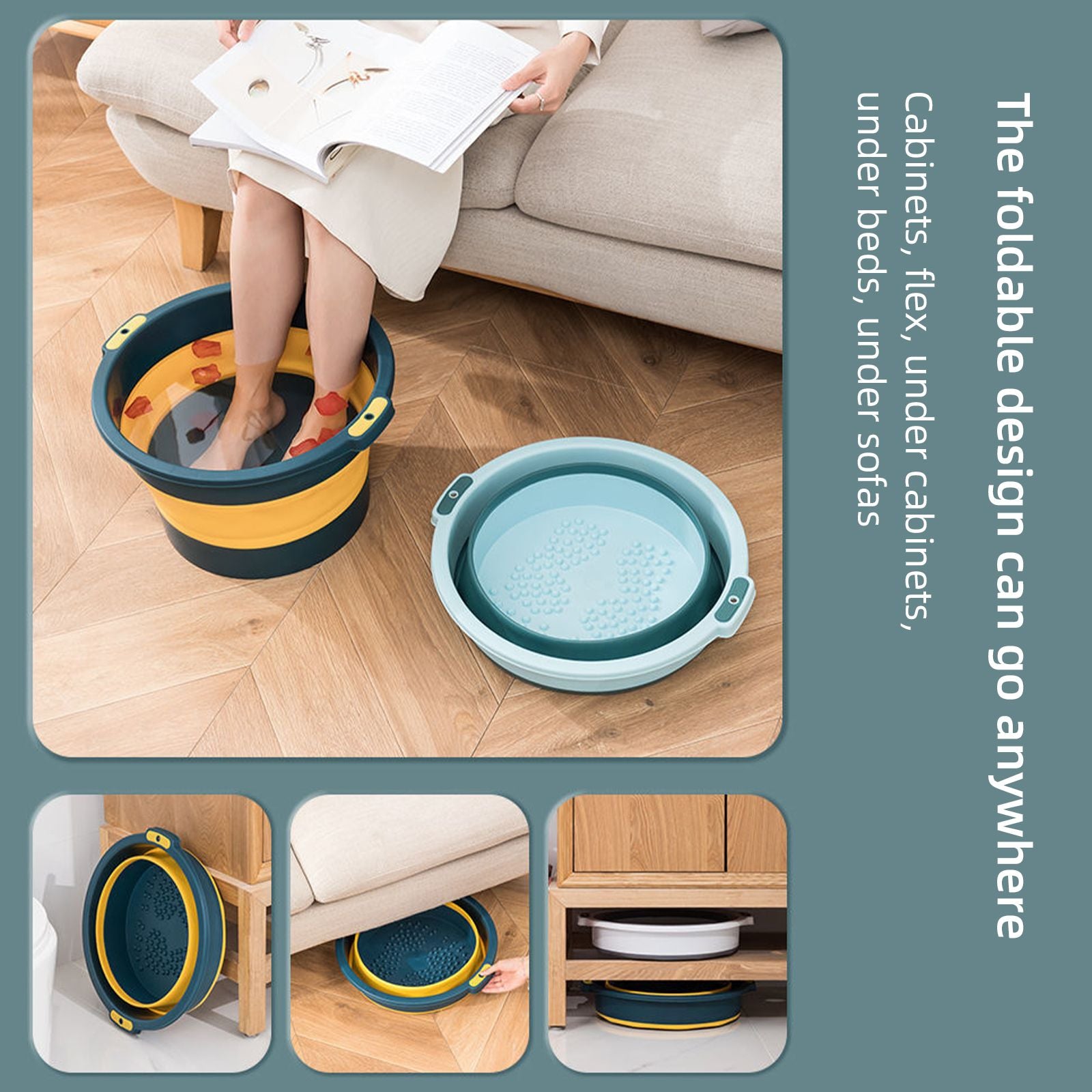 Foldable Foot Bath Household Foot Wash Basin Foot Massage Foot Bath V1294-YM221022LD01-3-0421