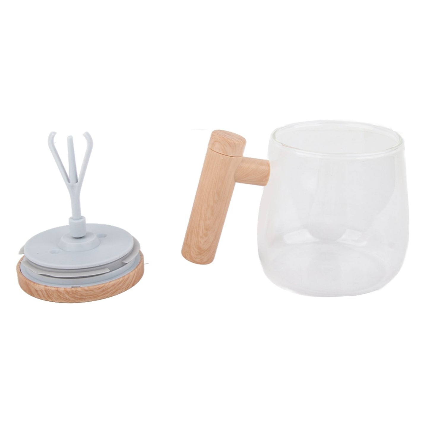Automatic Stirring Coffee Mug with Transparent Lid Beige White 350ml 400mAh IPX6 Type C Touch Switch Electric V1294-YM221025CS01-1-0421