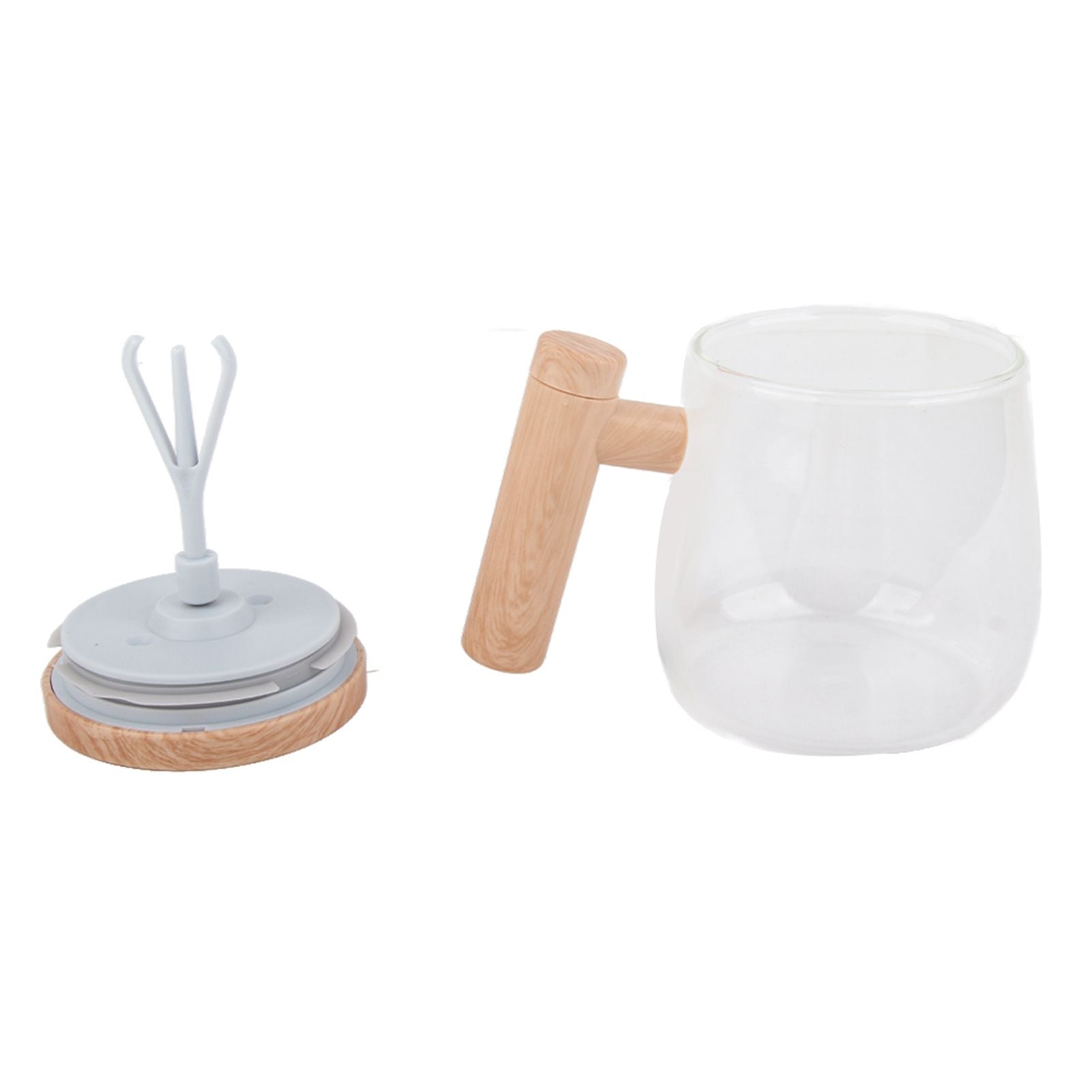 Automatic Stirring Coffee Mug with Transparent Lid Beige White 350ml 400mAh IPX6 Type C Touch Switch Electric V1294-YM221025CS01-1-0421