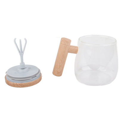 Automatic Stirring Coffee Mug with Transparent Lid Beige White 350ml 400mAh IPX6 Type C Touch Switch Electric V1294-YM221025CS01-1-0421