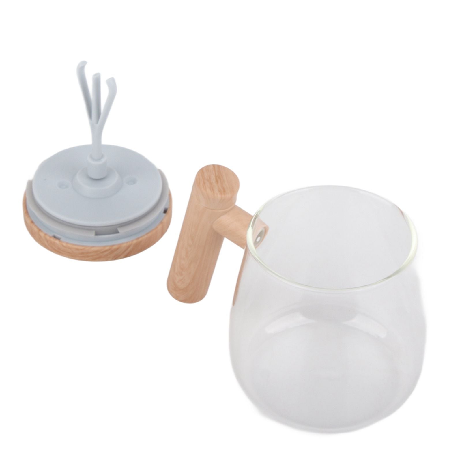 Automatic Stirring Coffee Mug with Transparent Lid Beige White 350ml 400mAh IPX6 Type C Touch Switch Electric V1294-YM221025CS01-1-0421