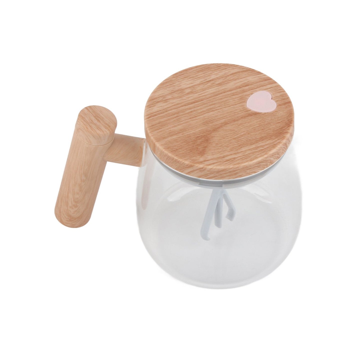 Automatic Stirring Coffee Mug with Transparent Lid Beige White 350ml 400mAh IPX6 Type C Touch Switch Electric V1294-YM221025CS01-1-0421