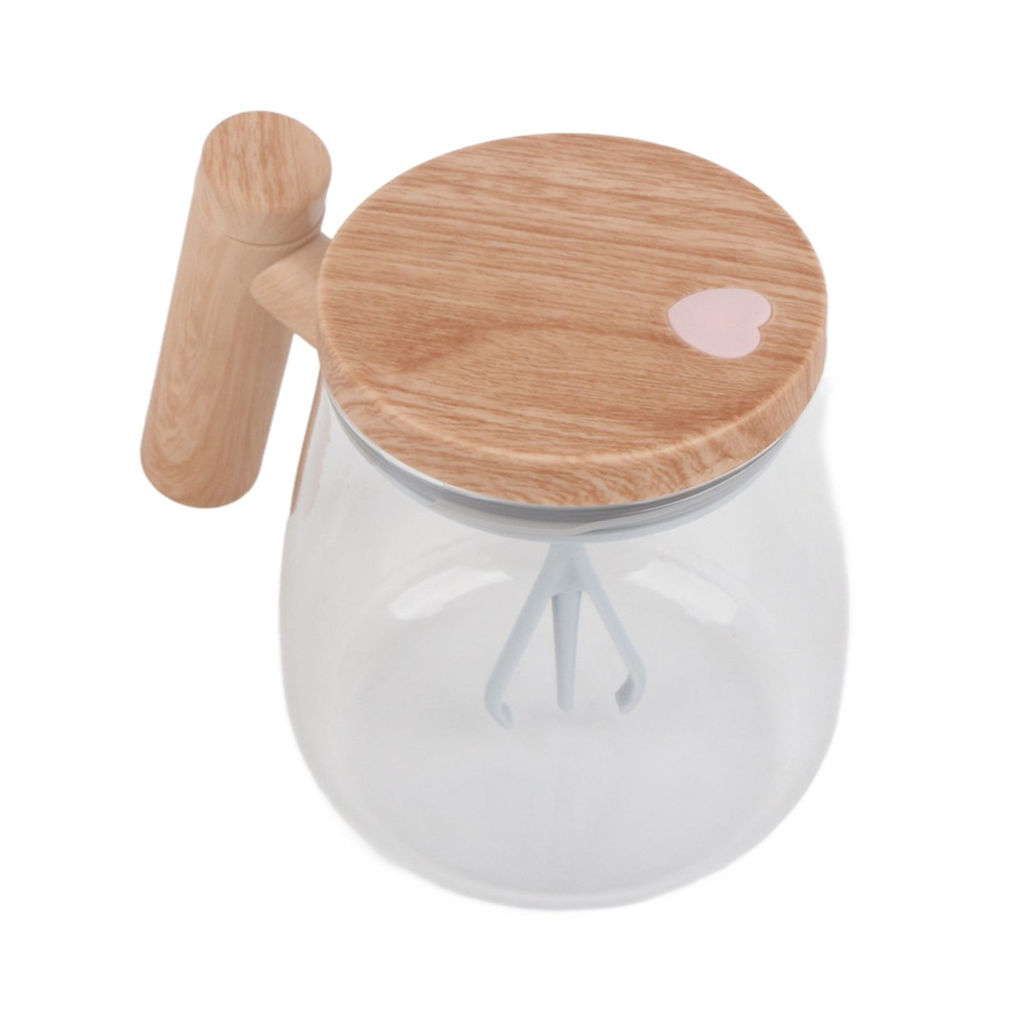 Automatic Stirring Coffee Mug with Transparent Lid Beige White 350ml 400mAh IPX6 Type C Touch Switch Electric V1294-YM221025CS01-1-0421