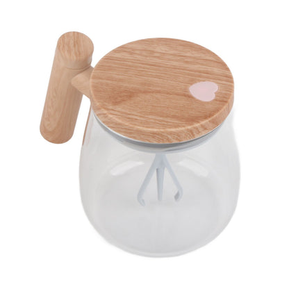 Automatic Stirring Coffee Mug with Transparent Lid Beige White 350ml 400mAh IPX6 Type C Touch Switch Electric V1294-YM221025CS01-1-0421
