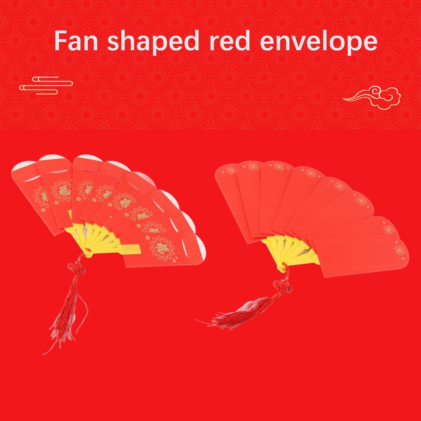 2023 Rabbit Year Spring Festival Creative Fan Shaped Folding Red Envelope New Year Fan Red Envelope V1294-YM221104GS02-2-0421