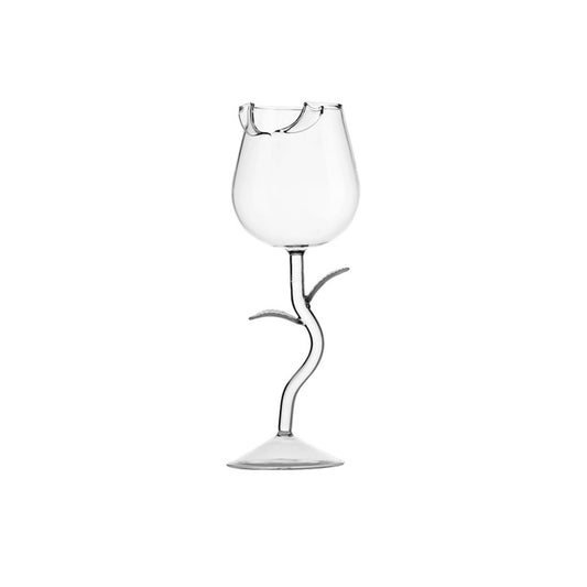 Wine Glass Rose Flower Shape Wine Cup High Borosilicate Glass Cocktail Glass for Party Bar V1294-YM221124CY6340-0421