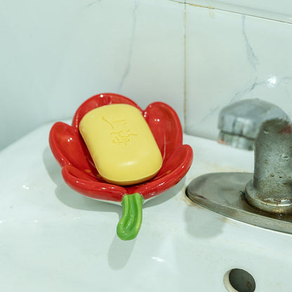 Ceramic Leaf Soap Box Drain Soap Shelf Soap Holder Soap Dish Tray V1294-YM221126HJ04-4-0421