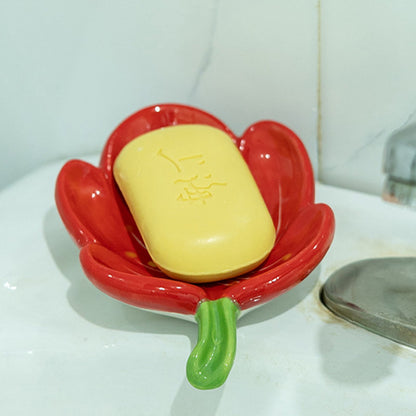 Ceramic Leaf Soap Box Drain Soap Shelf Soap Holder Soap Dish Tray V1294-YM221126HJ04-4-0421