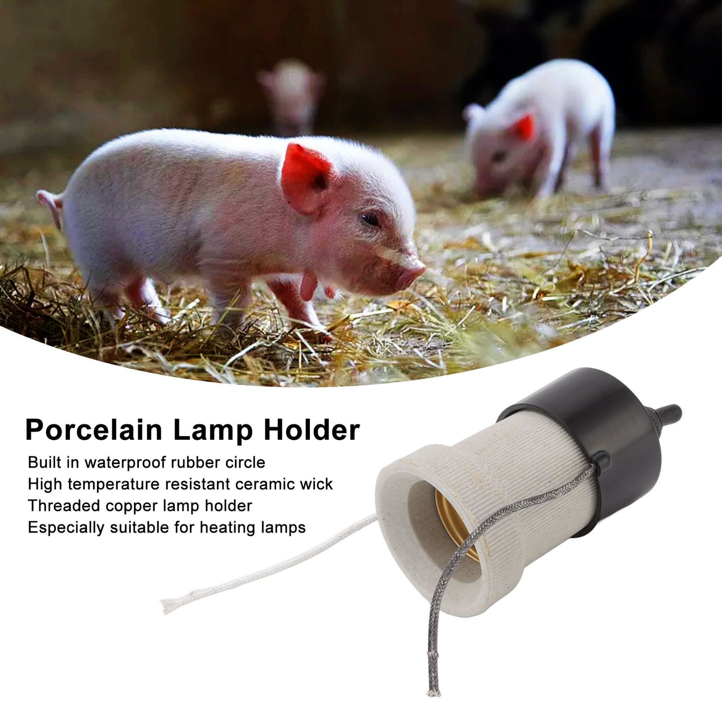 E27 Porcelain Lamp Holder Waterproof 2 Levels Adjustable Temp Heat Insulation Small Tee Heat Light Socket V1294-YM3111220248311-0421
