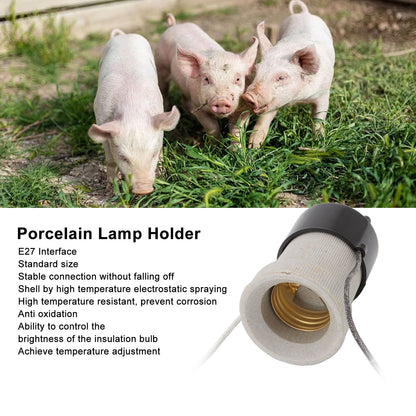 E27 Porcelain Lamp Holder Waterproof 2 Levels Adjustable Temp Heat Insulation Small Tee Heat Light Socket V1294-YM3111220248311-0421