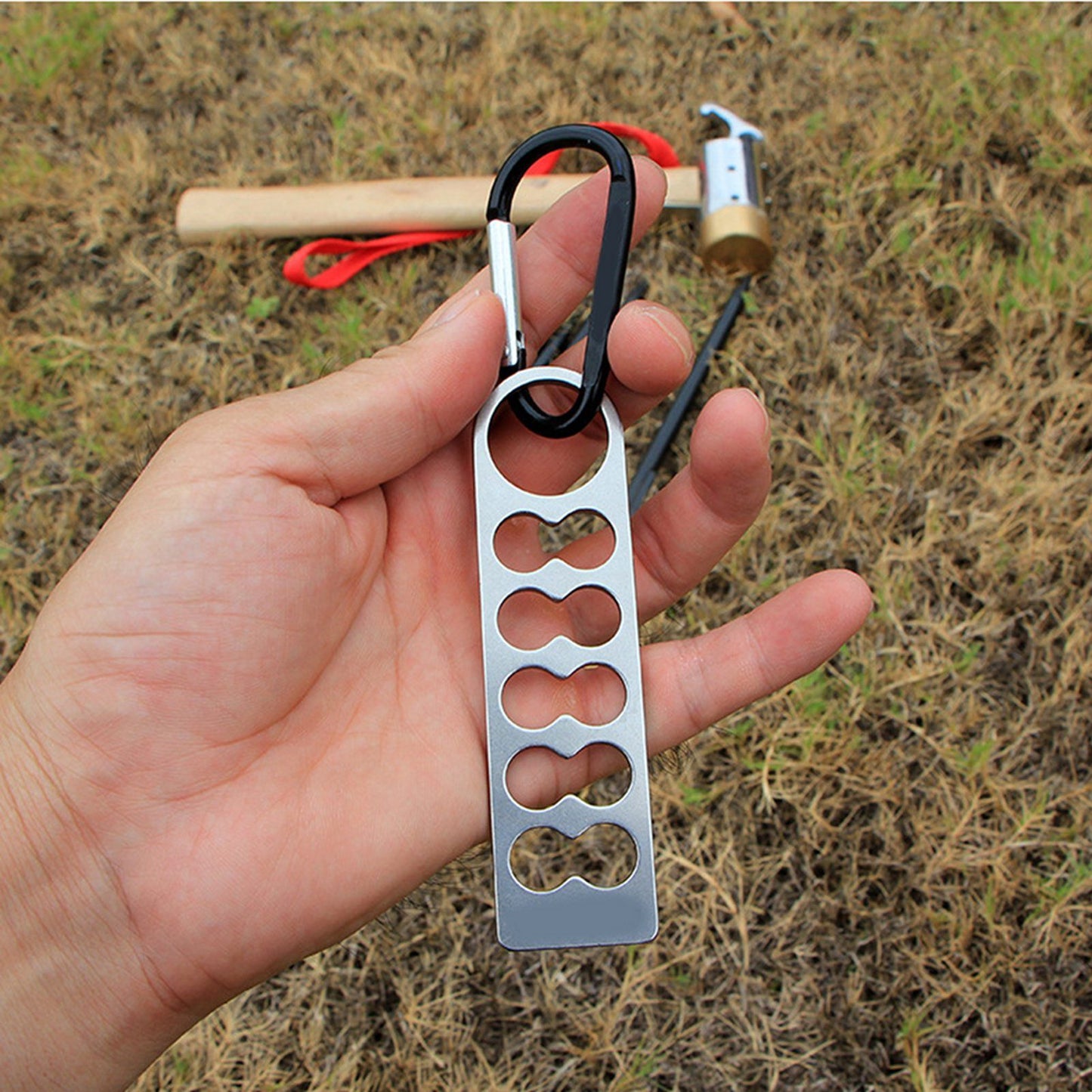Tent Peg Organizer with Buckle 304 Stainless Steel Camping Nail Holder Tent Stakes Storage Rack V1294-YM3111220250911-0421