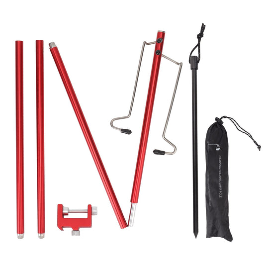 Camping Lantern Stand Portable Lightweight Outdoor Camping Aluminum Alloy Lamp Pole Light Hanging Stand Red V1294-YM3111220252011-0421