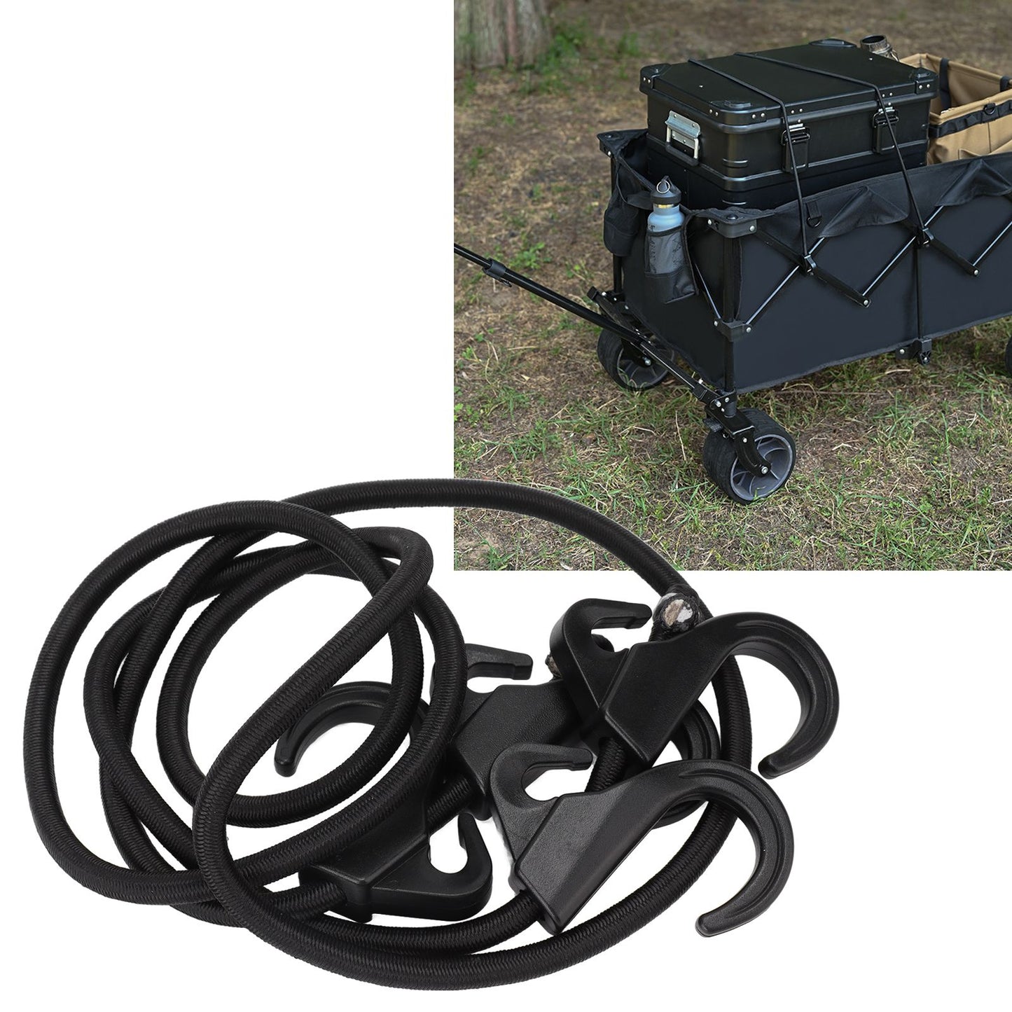 Camping Rope Strap UV Resistant POM Material Black Hooks Function Bungee Cords for Luggage Bundling V1294-YM3111220252211-0421