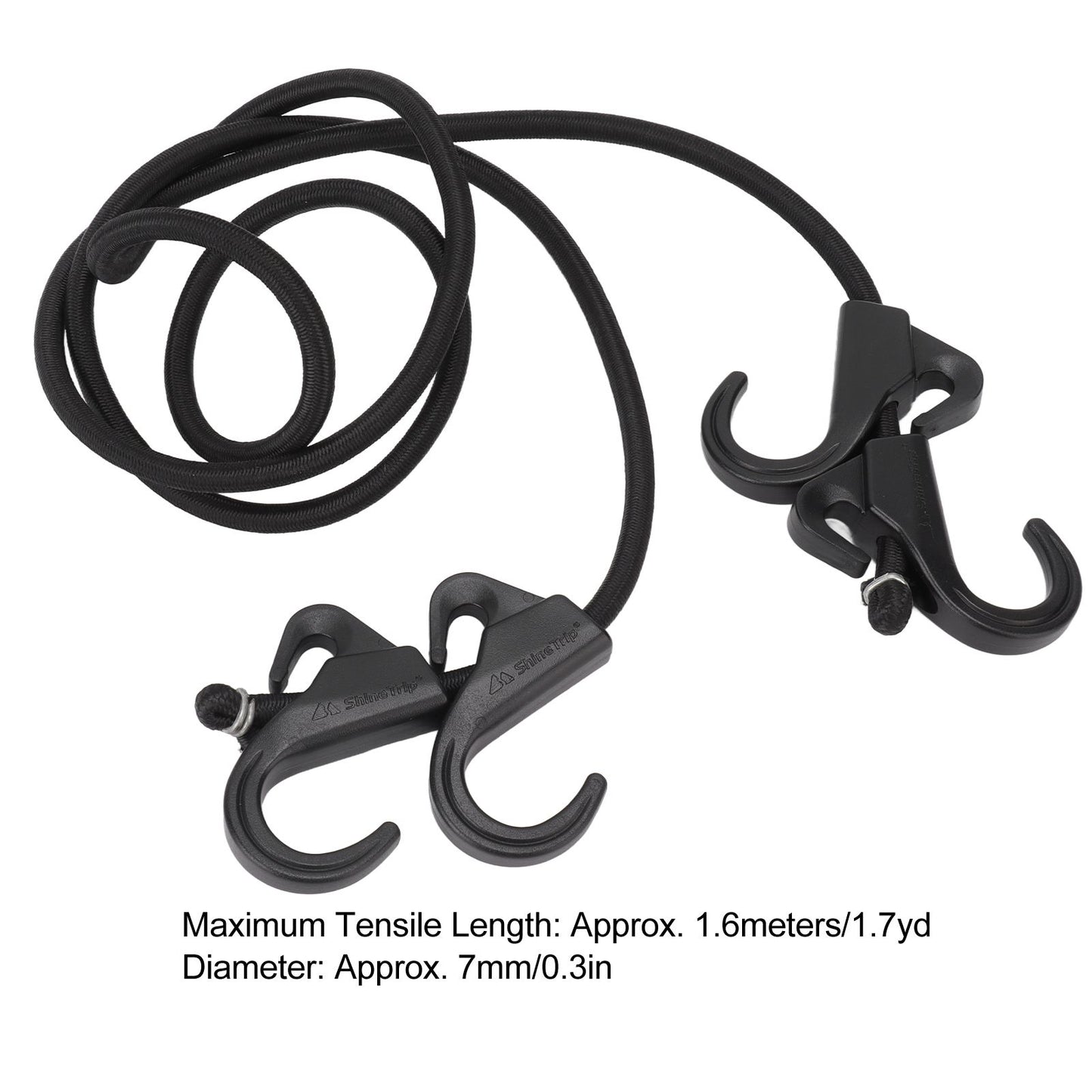 Camping Rope Strap UV Resistant POM Material Black Hooks Function Bungee Cords for Luggage Bundling V1294-YM3111220252211-0421