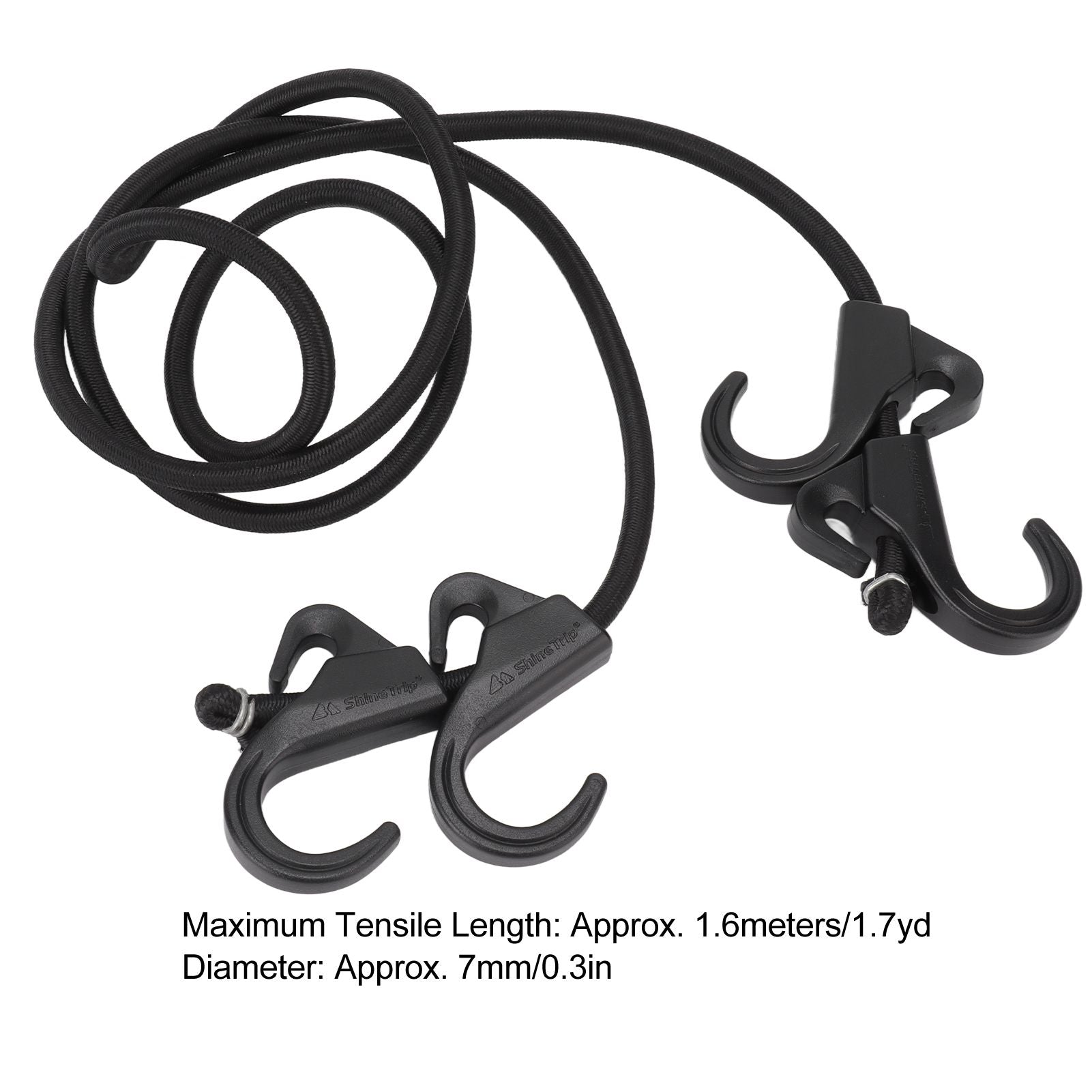 Camping Rope Strap UV Resistant POM Material Black Hooks Function Bungee Cords for Luggage Bundling V1294-YM3111220252211-0421