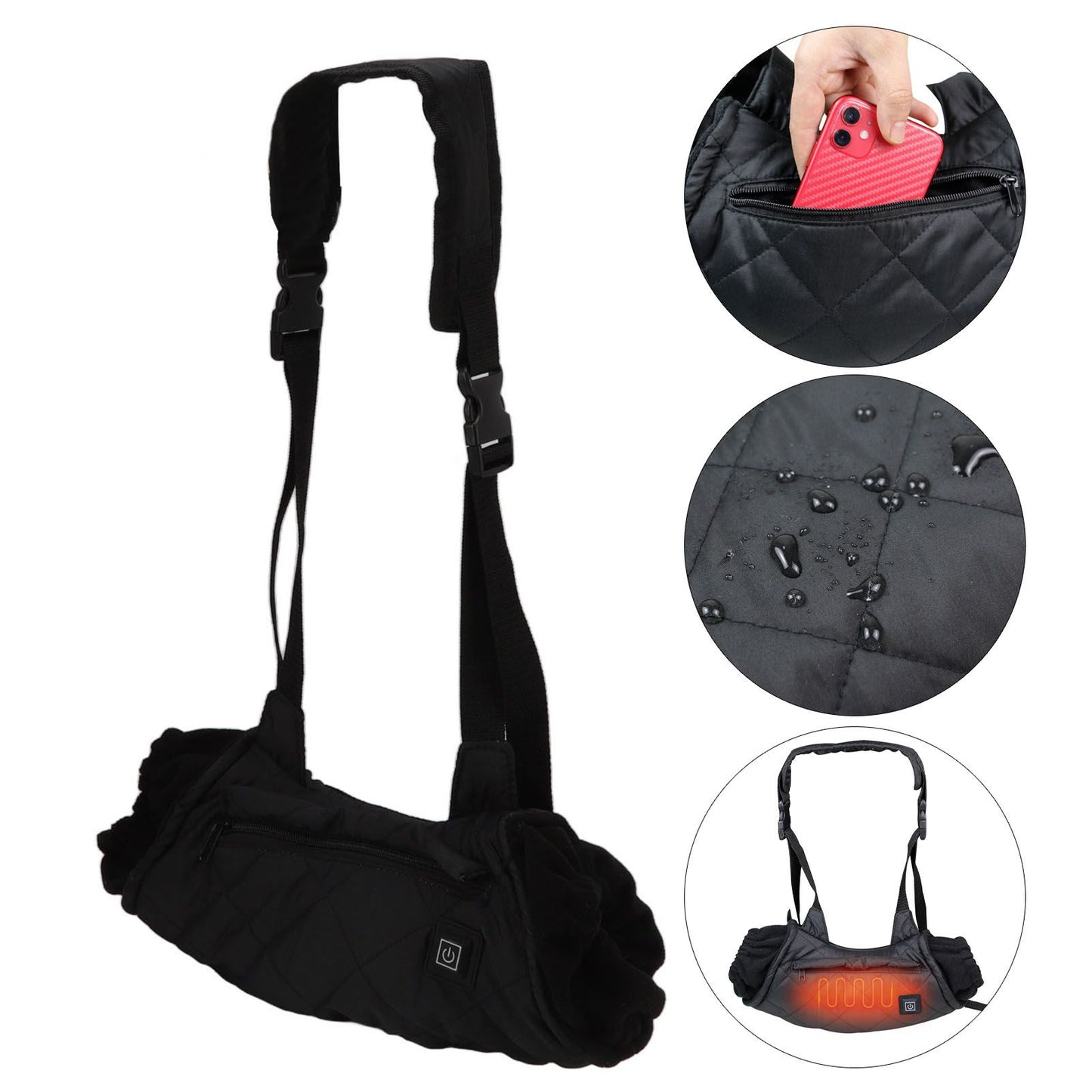 Electric Hand Warming Muff Temperature Controllable Waterproof Quilted Cotton Heated Hand Pouch for Winter V1294-YM3111220254411-0421