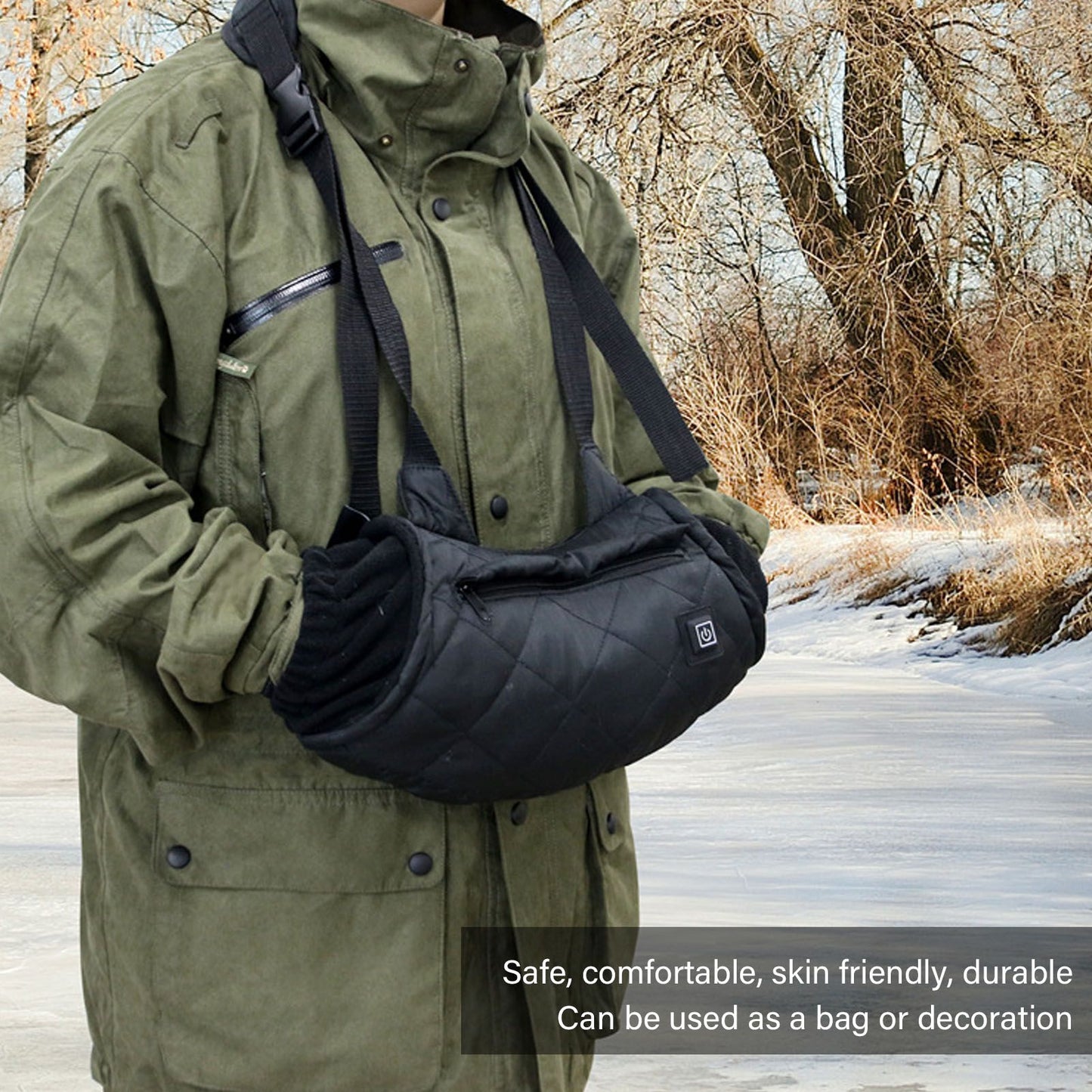 Electric Hand Warming Muff Temperature Controllable Waterproof Quilted Cotton Heated Hand Pouch for Winter V1294-YM3111220254411-0421