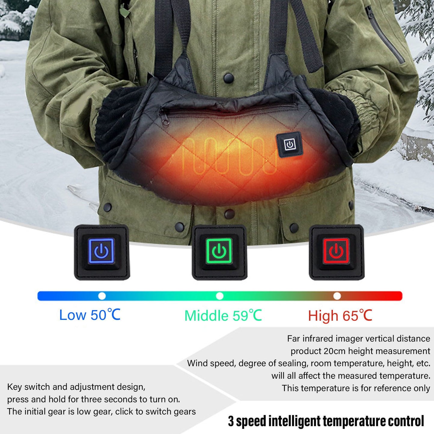 Electric Hand Warming Muff Temperature Controllable Waterproof Quilted Cotton Heated Hand Pouch for Winter V1294-YM3111220254411-0421