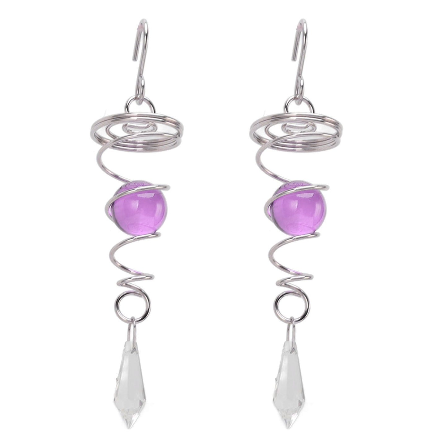 2Pcs Gazing Ball Spiral Tail Wind Spinner Stabilizer Stainless Steel Spiral Wind Chimes for Outside Purple V1294-YM3111220255511-0421
