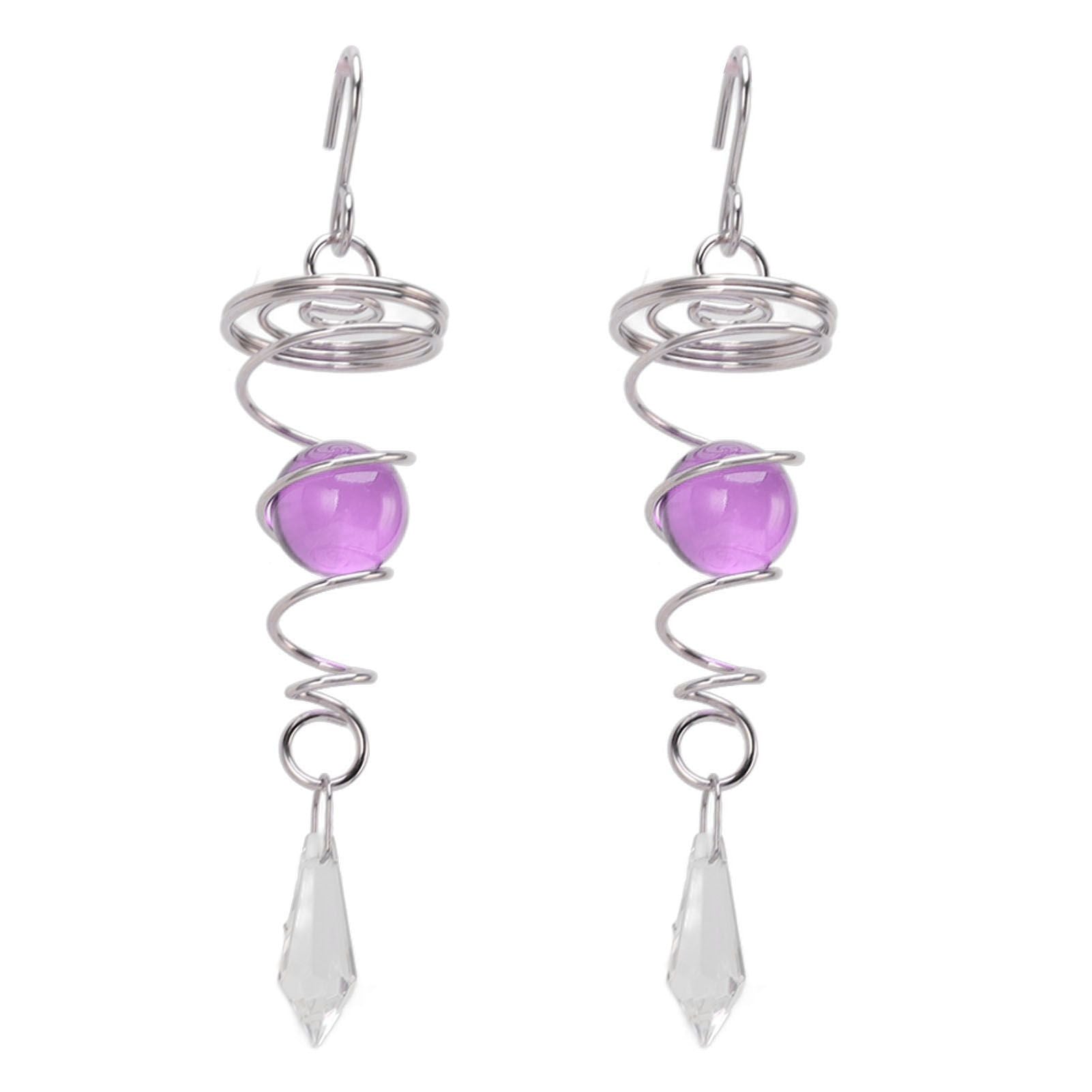 2Pcs Gazing Ball Spiral Tail Wind Spinner Stabilizer Stainless Steel Spiral Wind Chimes for Outside Purple V1294-YM3111220255511-0421
