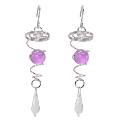 2Pcs Gazing Ball Spiral Tail Wind Spinner Stabilizer Stainless Steel Spiral Wind Chimes for Outside Purple V1294-YM3111220255511-0421