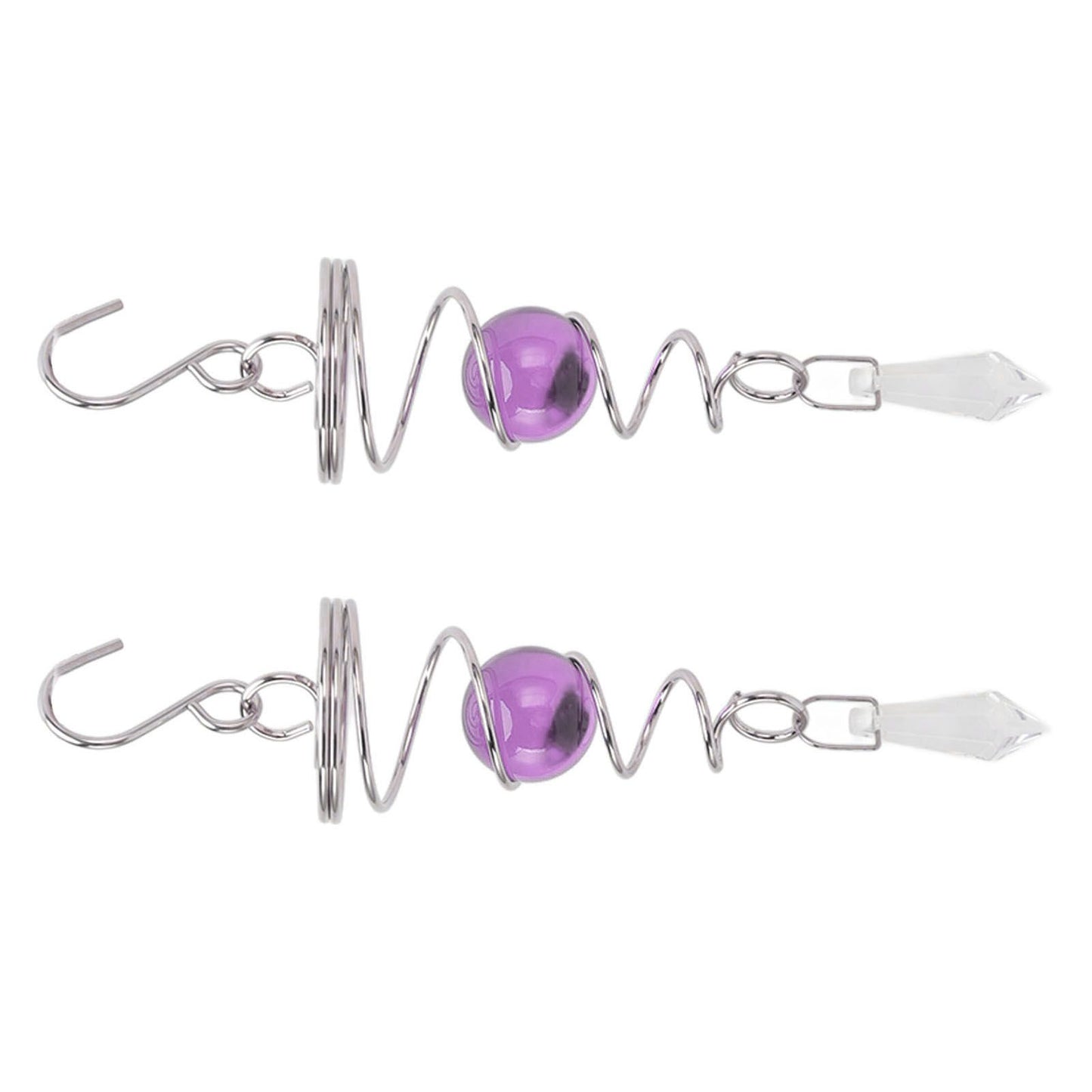 2Pcs Gazing Ball Spiral Tail Wind Spinner Stabilizer Stainless Steel Spiral Wind Chimes for Outside Purple V1294-YM3111220255511-0421