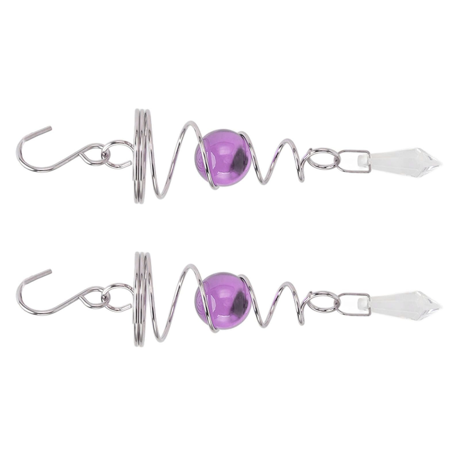 2Pcs Gazing Ball Spiral Tail Wind Spinner Stabilizer Stainless Steel Spiral Wind Chimes for Outside Purple V1294-YM3111220255511-0421