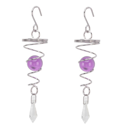 2Pcs Gazing Ball Spiral Tail Wind Spinner Stabilizer Stainless Steel Spiral Wind Chimes for Outside Purple V1294-YM3111220255511-0421
