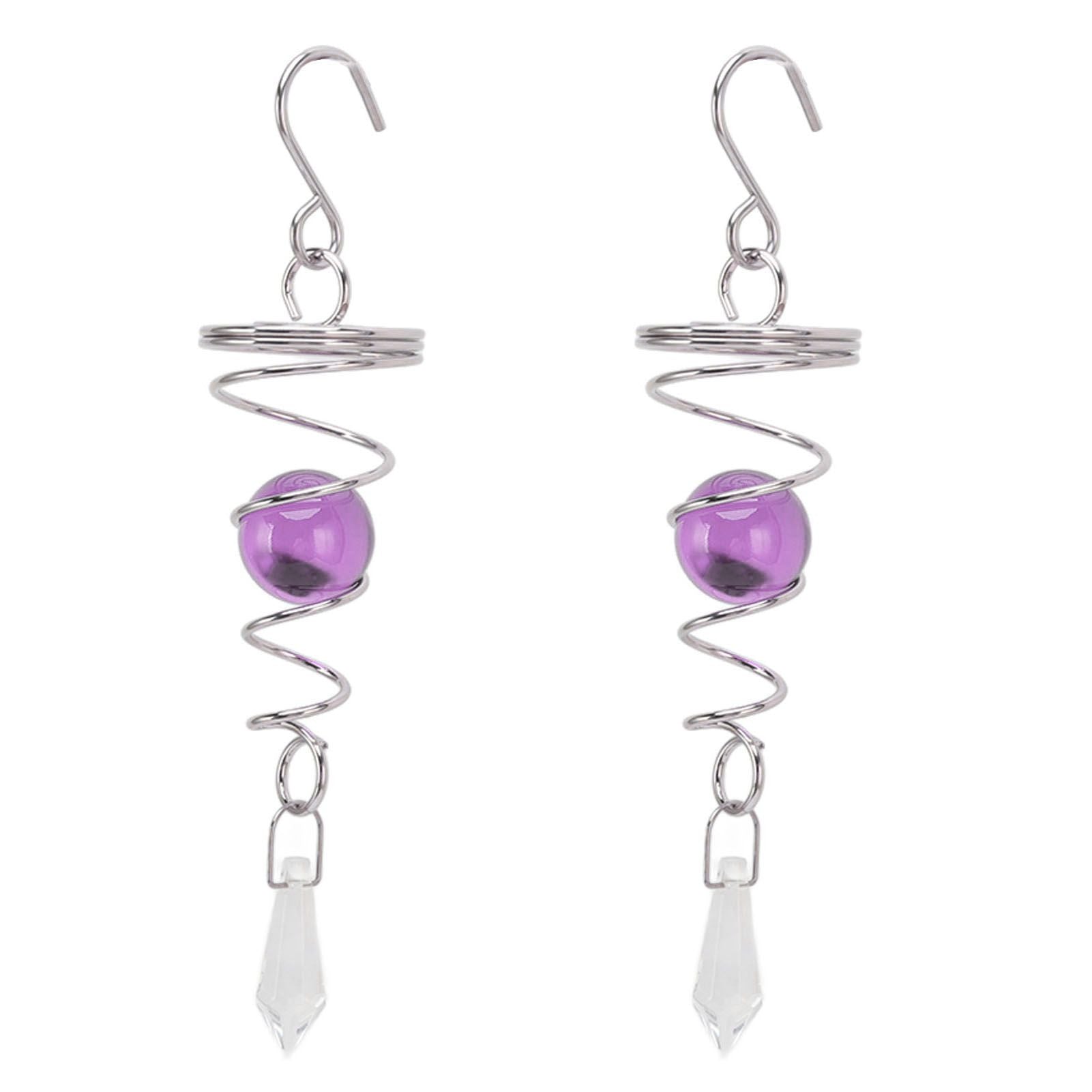 2Pcs Gazing Ball Spiral Tail Wind Spinner Stabilizer Stainless Steel Spiral Wind Chimes for Outside Purple V1294-YM3111220255511-0421