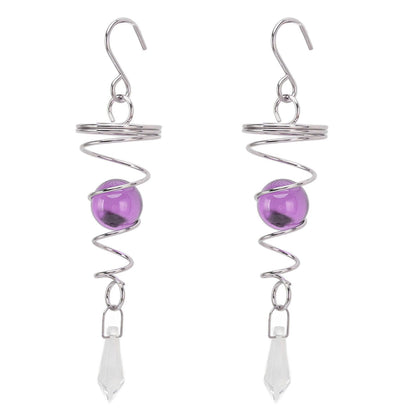 2Pcs Gazing Ball Spiral Tail Wind Spinner Stabilizer Stainless Steel Spiral Wind Chimes for Outside Purple V1294-YM3111220255511-0421