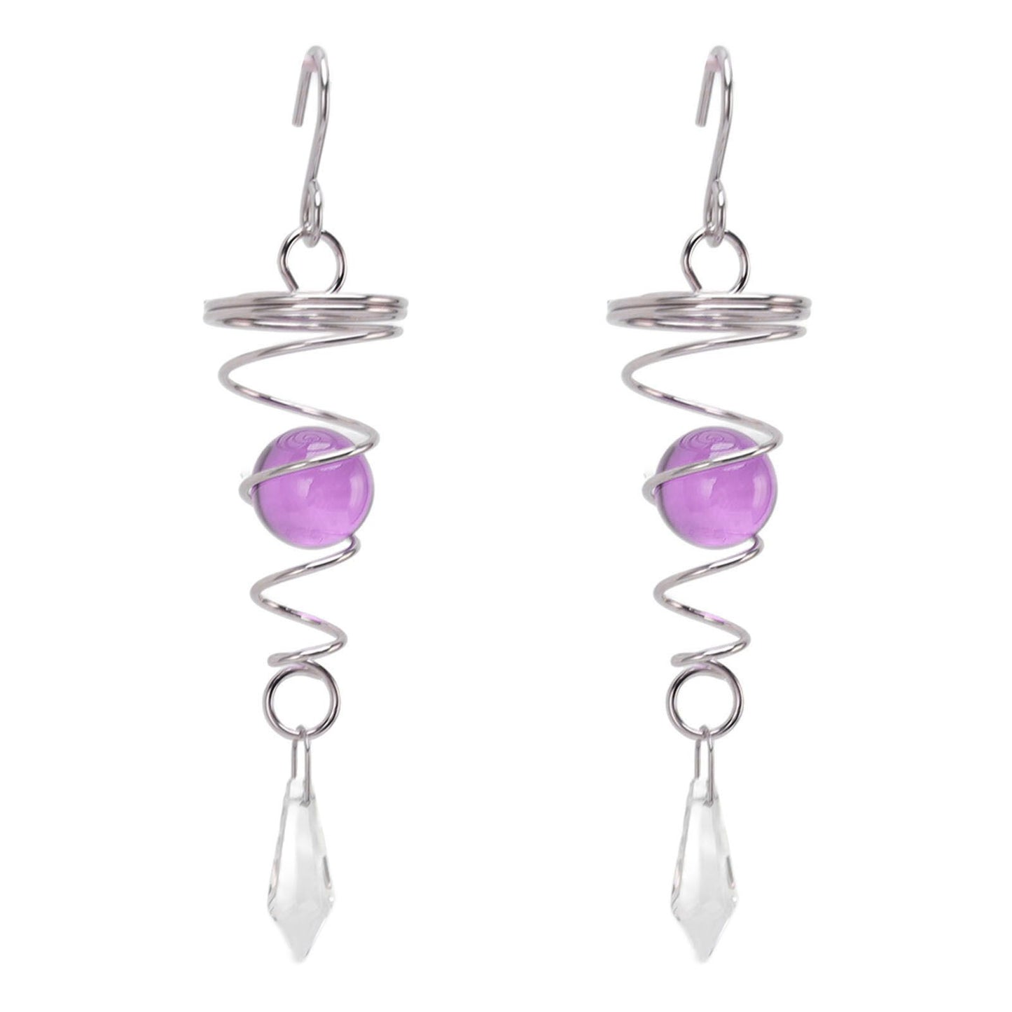 2Pcs Gazing Ball Spiral Tail Wind Spinner Stabilizer Stainless Steel Spiral Wind Chimes for Outside Purple V1294-YM3111220255511-0421
