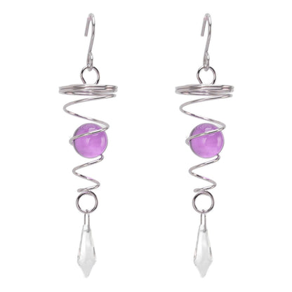 2Pcs Gazing Ball Spiral Tail Wind Spinner Stabilizer Stainless Steel Spiral Wind Chimes for Outside Purple V1294-YM3111220255511-0421
