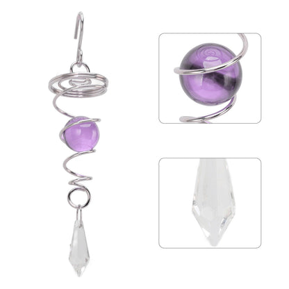 2Pcs Gazing Ball Spiral Tail Wind Spinner Stabilizer Stainless Steel Spiral Wind Chimes for Outside Purple V1294-YM3111220255511-0421